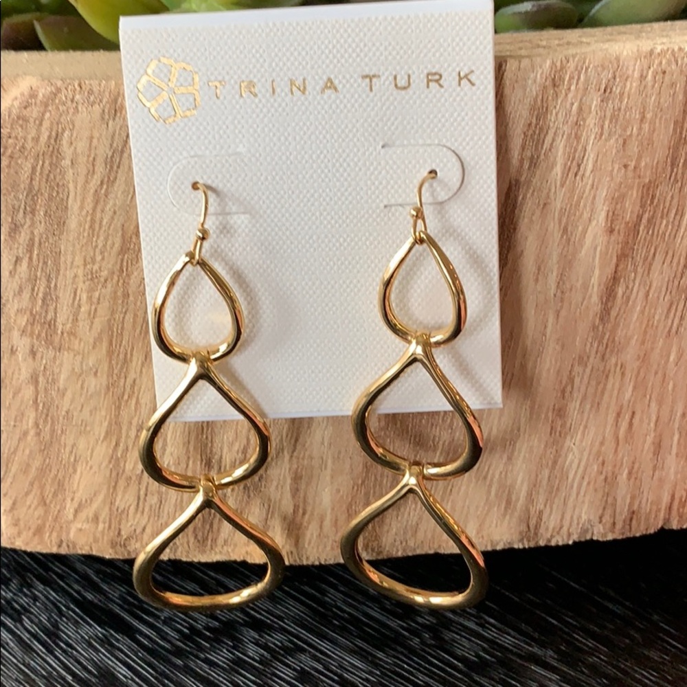 Trina Turk triple teardrop gold earrings
